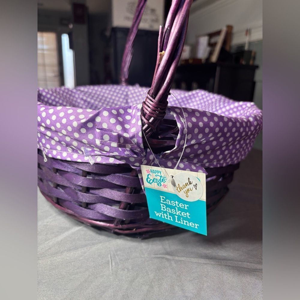 New 14” Purple Lined Easter Basket NWT - Picture 2 of 5